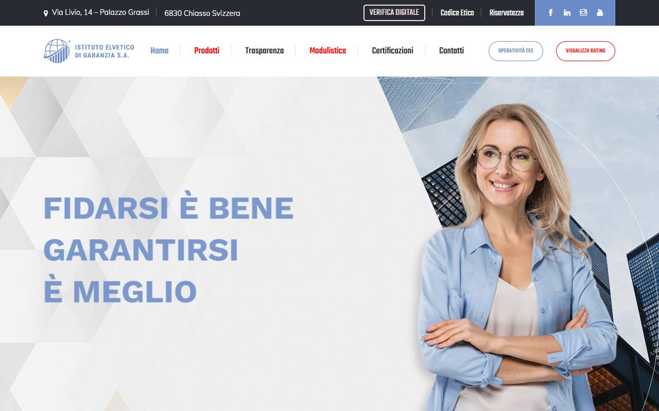 Anteprima del sito: ISTITUTO ELVETICO DI GARANZIA SA