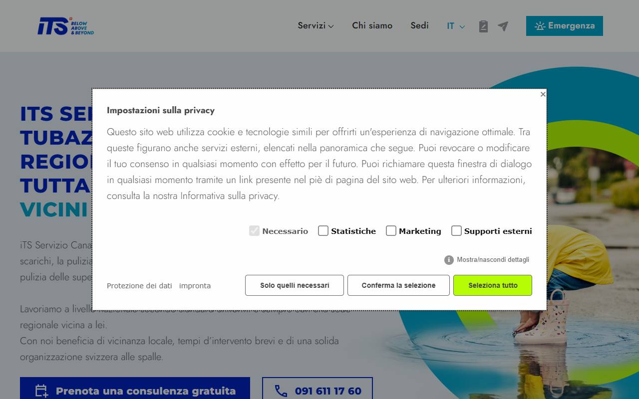 Anteprima del sito: ITS Servizio Canalizzazioni SA