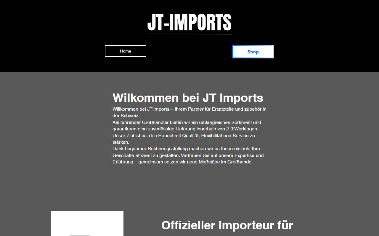 Anteprima del sito: JT-Imports Sagl