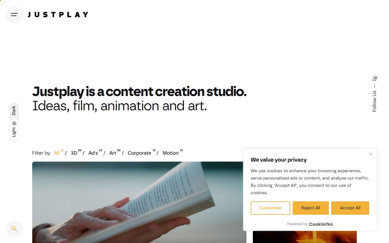 Anteprima del sito: JUSTPLAY Sagl