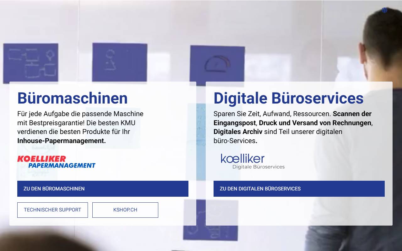 Anteprima del sito: Koelliker Büroautomation AG, Succursale Ticino