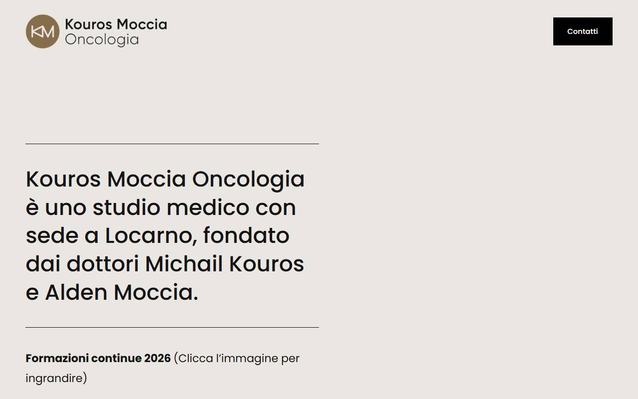 Anteprima del sito: Kouros Moccia Oncologia SA