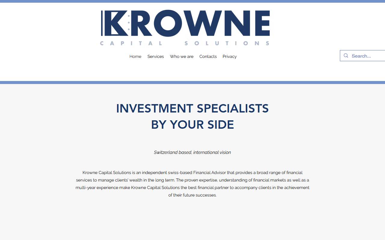 Anteprima del sito: KROWNE CAPITAL SOLUTIONS SA
