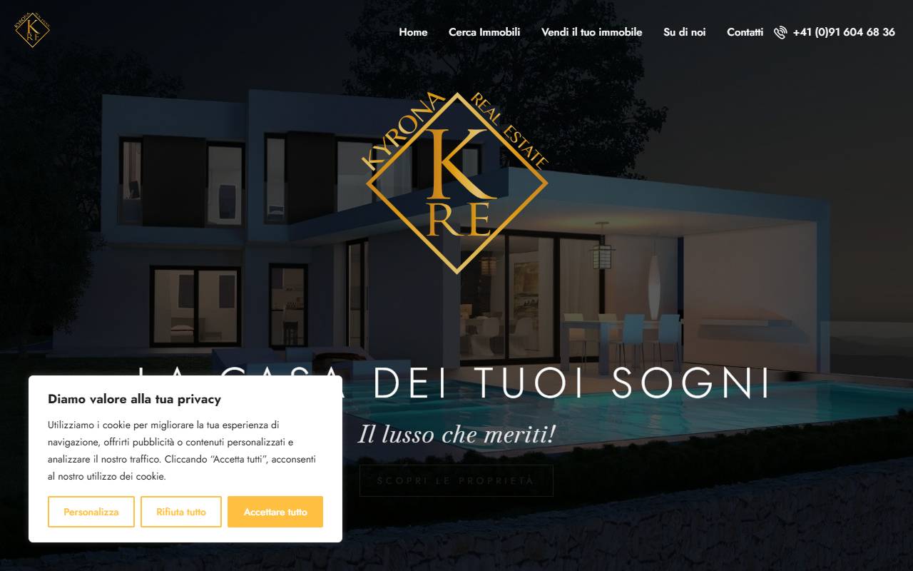 Anteprima del sito: Kyrona Real Estate Sagl