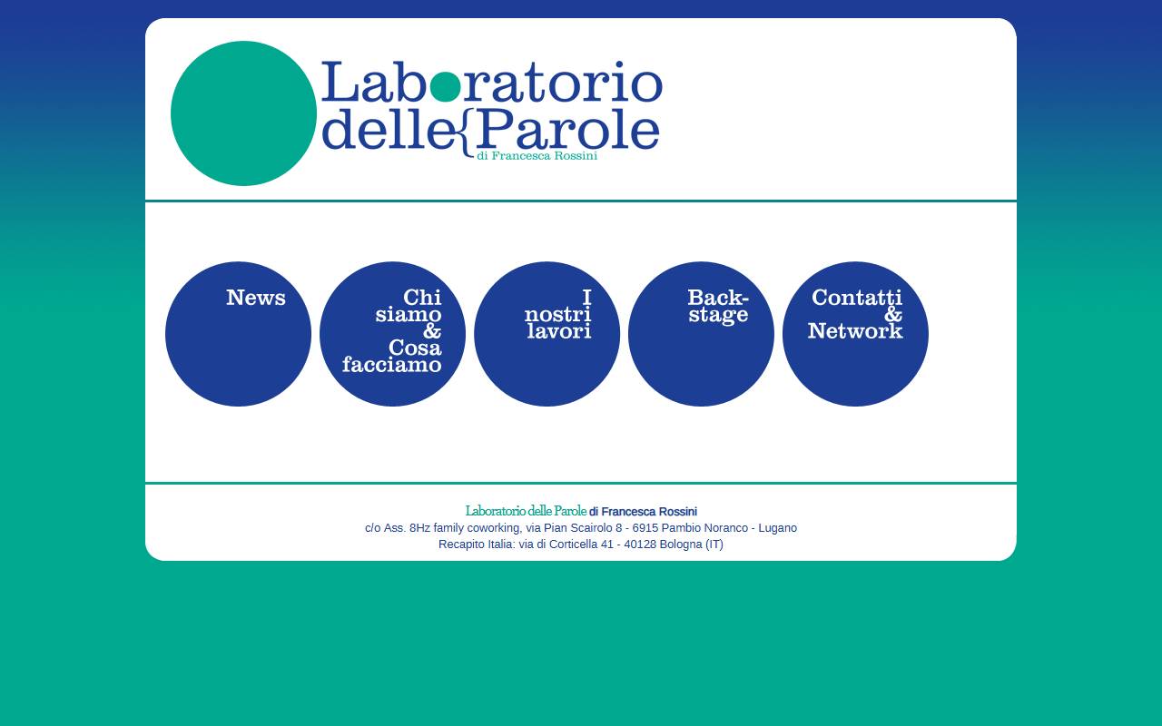 Anteprima del sito: LABORATORIO DELLE PAROLE di Francesca Rossini