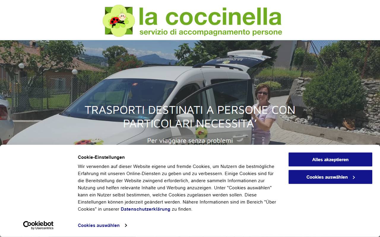 Anteprima del sito: La coccinella satellite trasporti Sagl