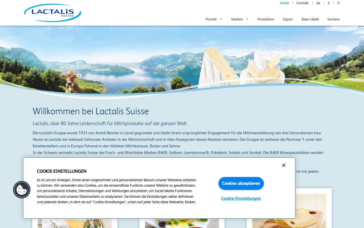 Anteprima del sito: Lactalis Suisse SA, Succursale Ticino