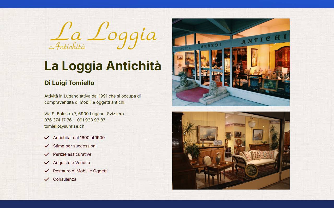 Anteprima del sito: La Loggia di Tranquillo Tomiello, antichità e restauri