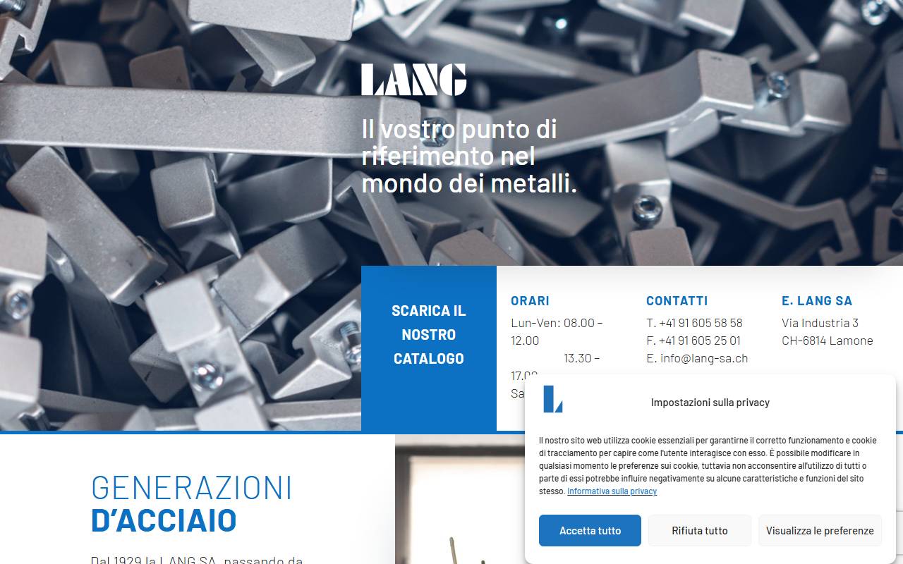 Anteprima del sito: E. Lang AG