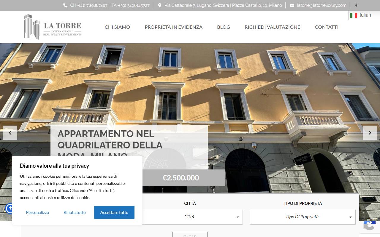 Anteprima del sito: La Torre Real Estate Sagl