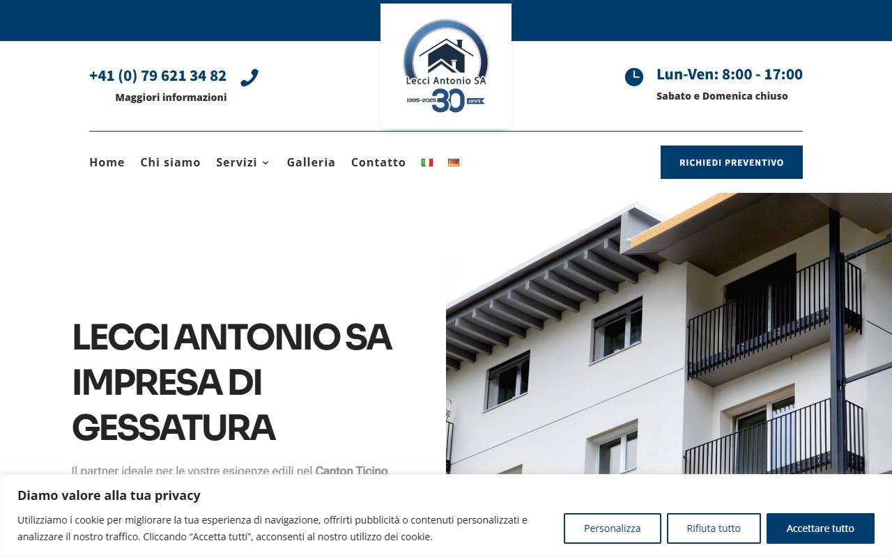 Anteprima del sito: Lecci Antonio SA