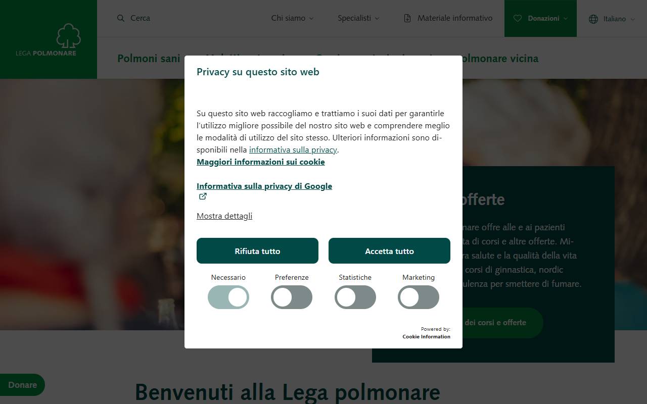Anteprima del sito: Lega polmonare ticinese