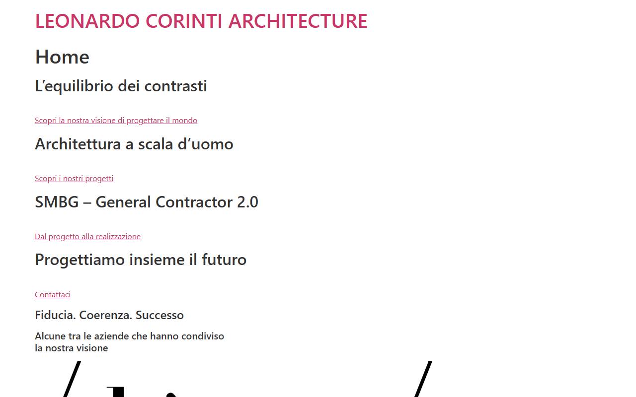 Anteprima del sito: LEONARDO CORINTI ARCHITECTURE Sagl
