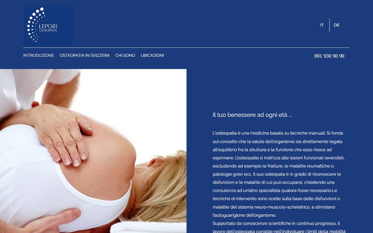 Anteprima del sito: LEPORI OSTEOPATIA Sagl