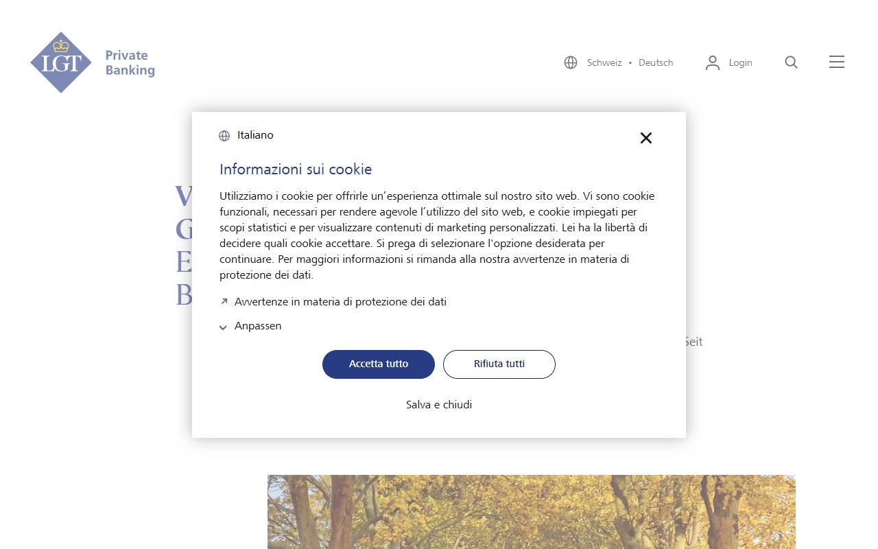 Anteprima del sito: LGT Bank (Svizzera) SA