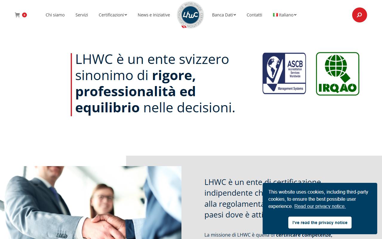 Anteprima del sito: LHWC - Lighthouse Worldwide Certification SAGL
