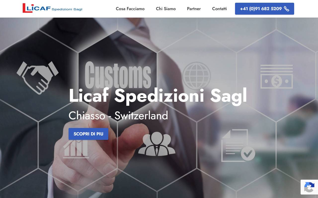 Anteprima del sito: Licaf spedizioni Sagl