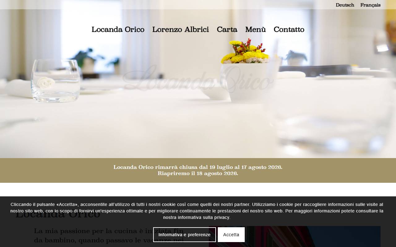 Anteprima del sito: Ristorante Locanda Orico di Lorenzo Albrici