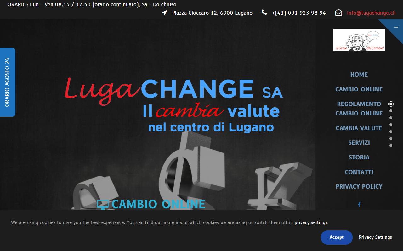 Anteprima del sito: LUGACHANGE SA