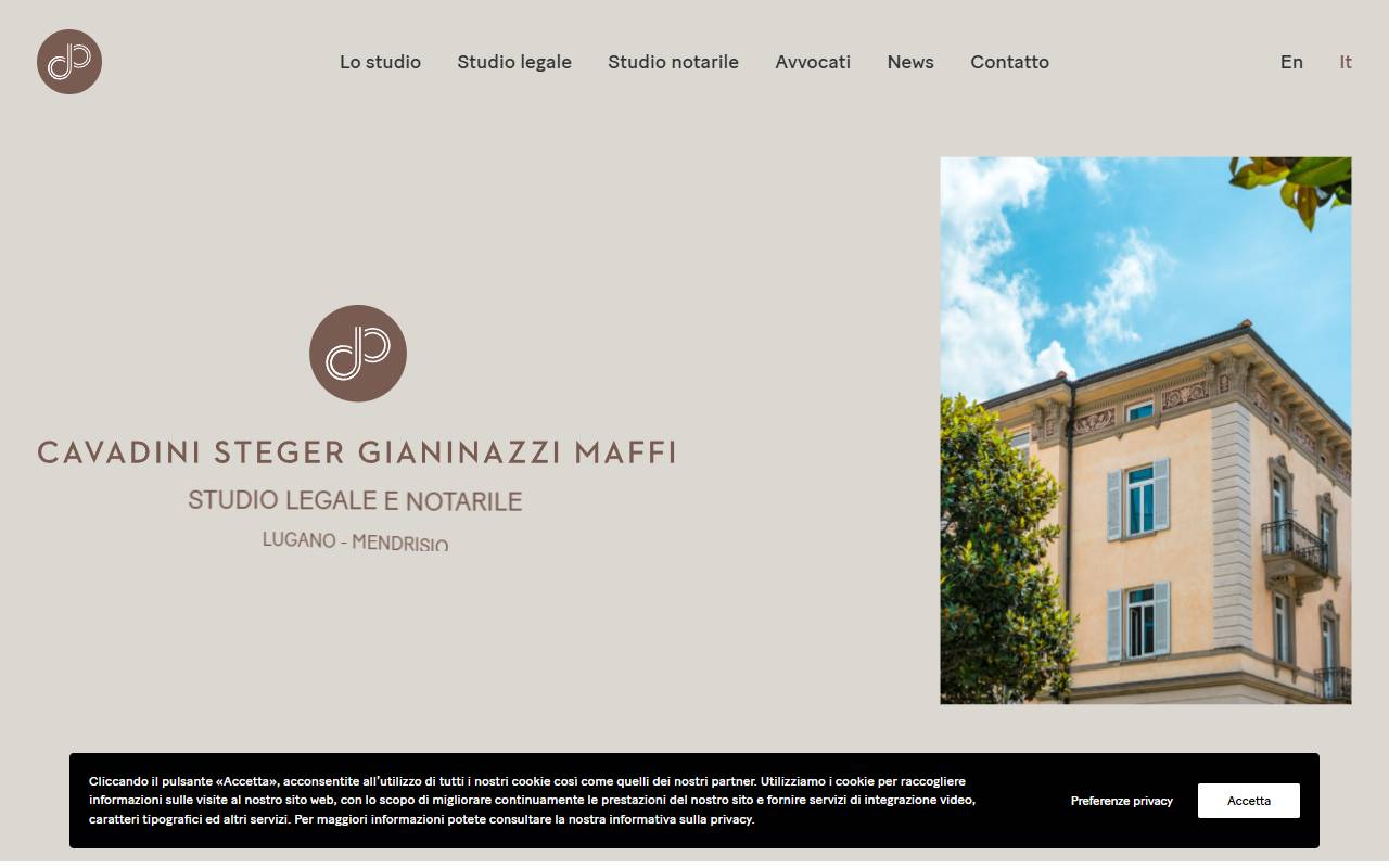 Anteprima del sito: Cavadini Steger Gianinazzi Maffi Studio legale e notarile SNC