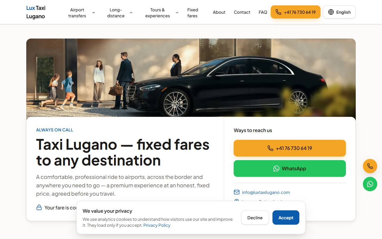 Anteprima del sito: lux taxi lugano di Doda