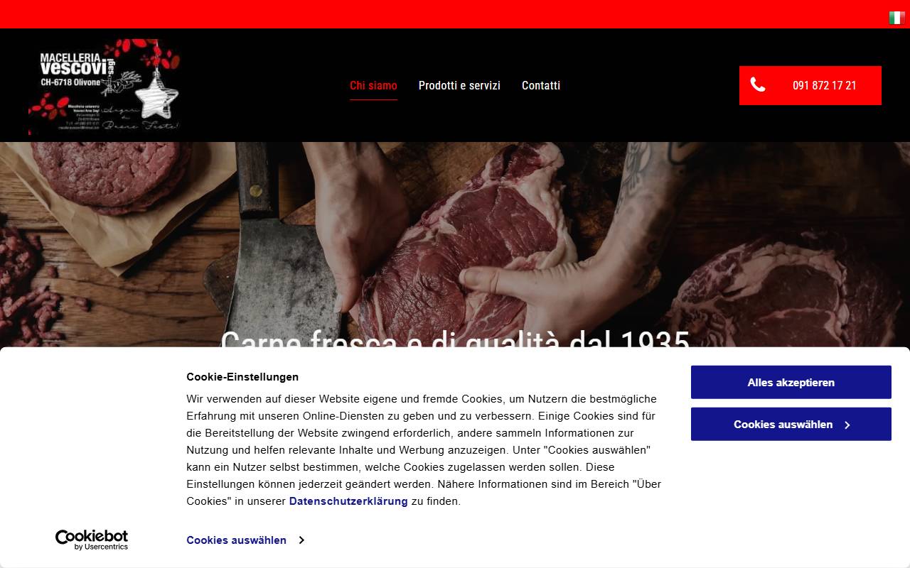 Anteprima del sito: Macelleria Vescovi Arno Sagl