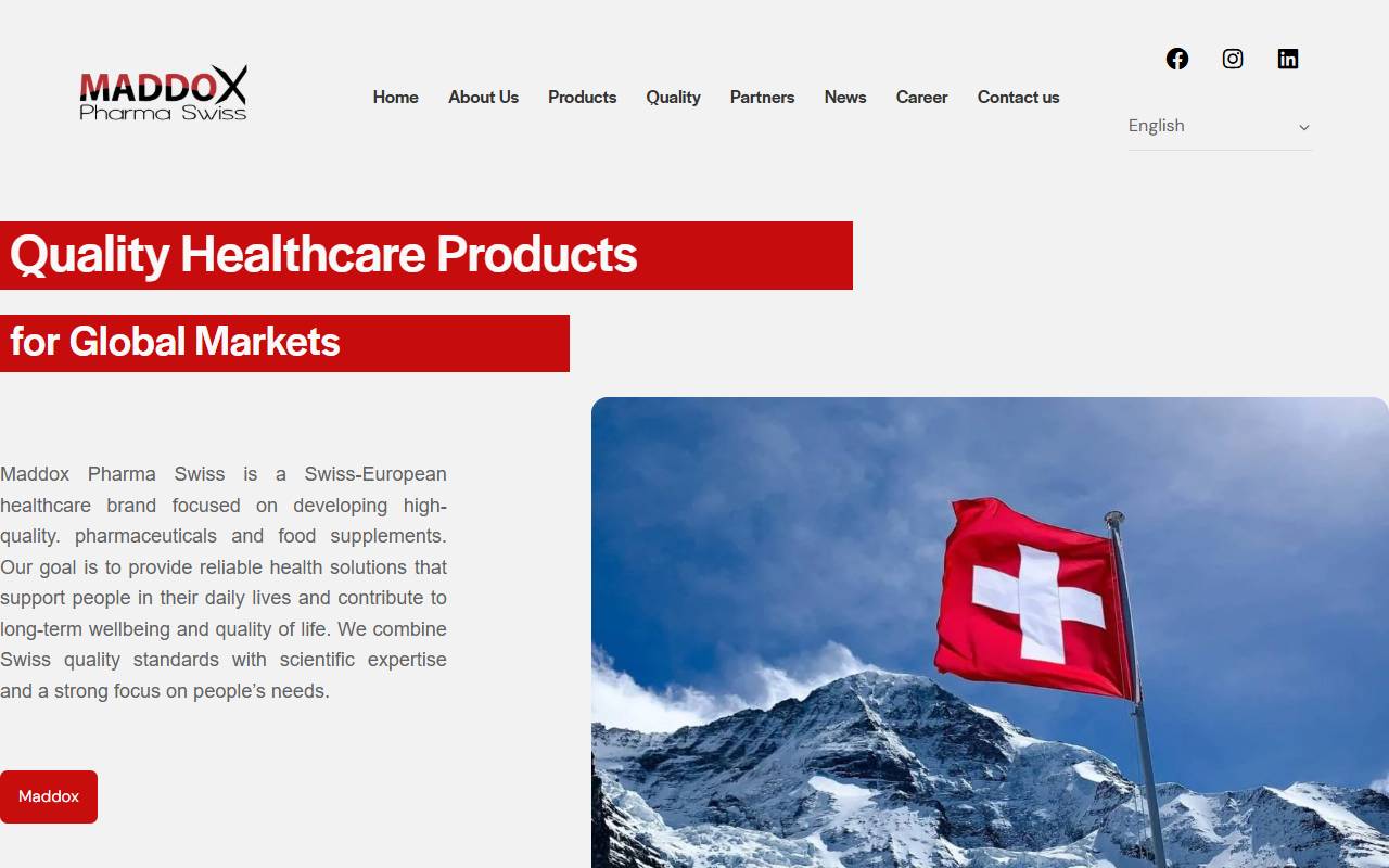 Anteprima del sito: MADDOX Pharma Swiss GmbH