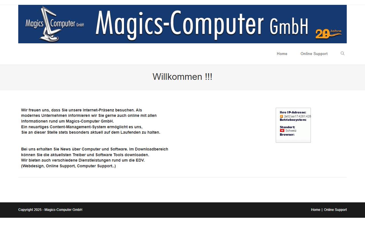 Anteprima del sito: MAGICS Sagl