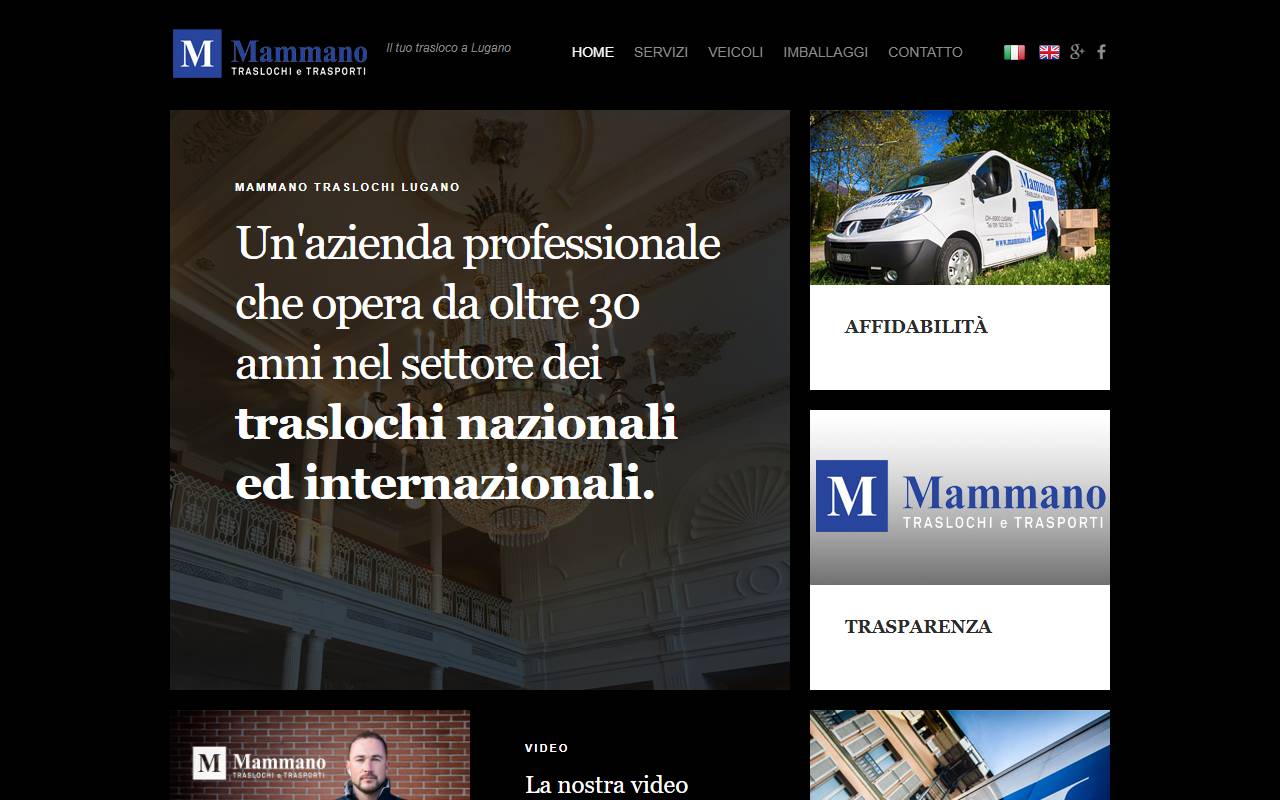 Anteprima del sito: MAMMANO TRASLOCHI LUGANO