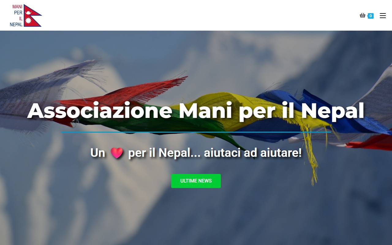 Anteprima del sito: Mani per il Nepal