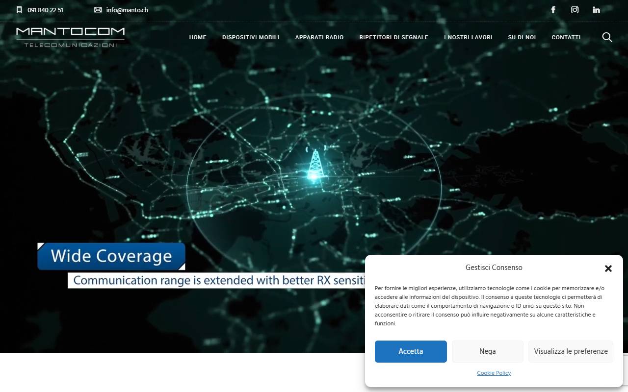 Anteprima del sito: MANTOCOM SA