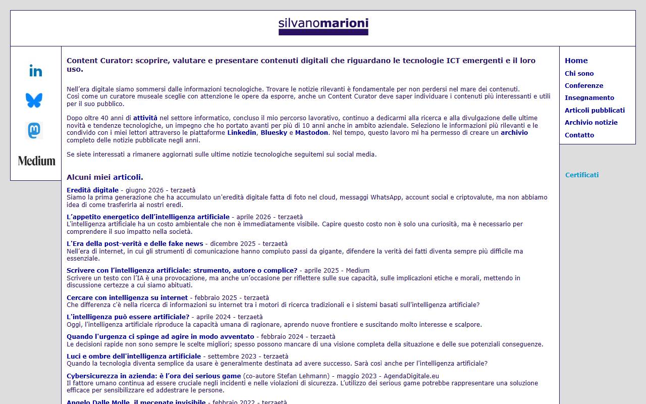 Anteprima del sito: Silvano Marioni - Centro di competenza informatica