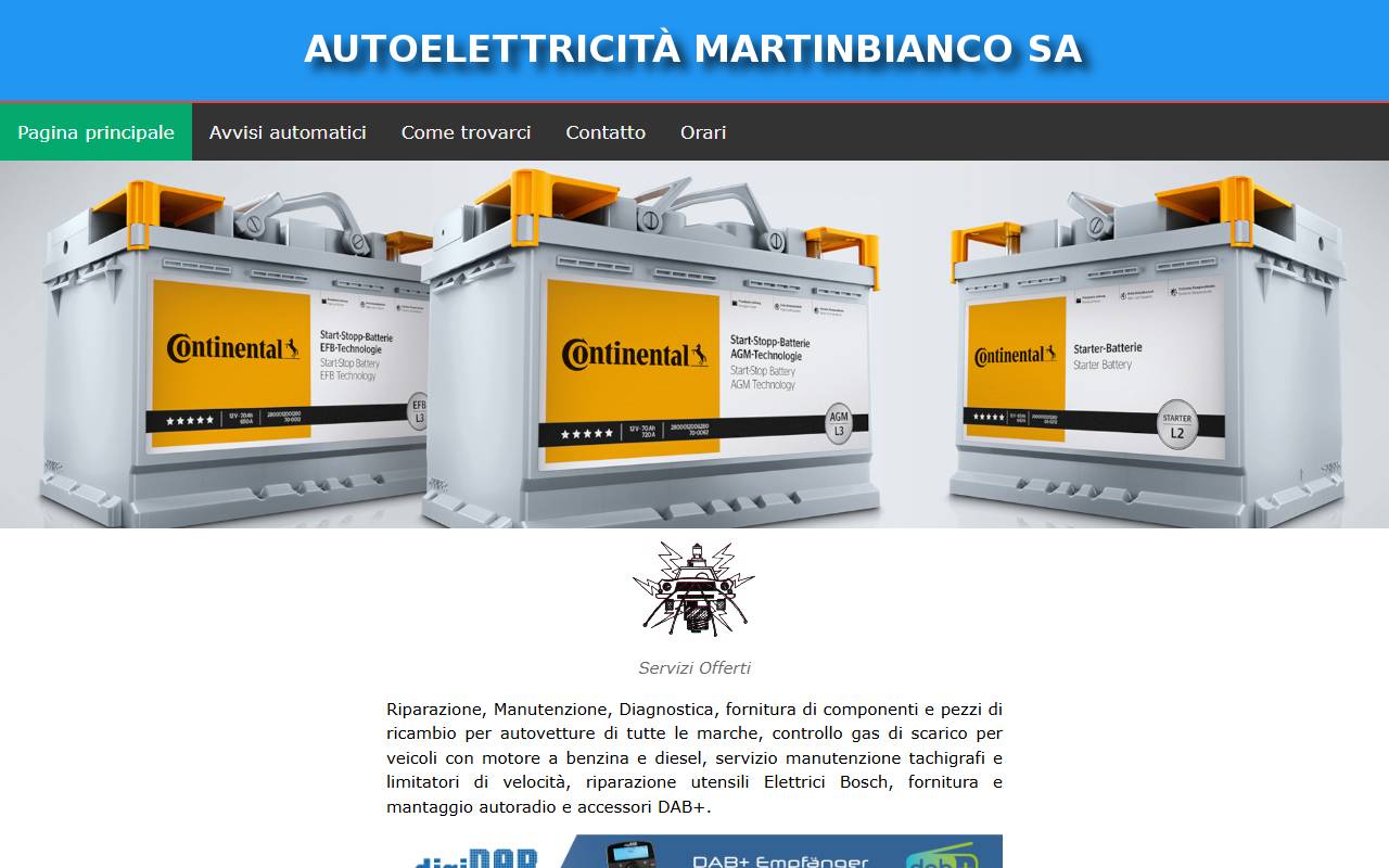Anteprima del sito: Autoelettricità Martinbianco SA