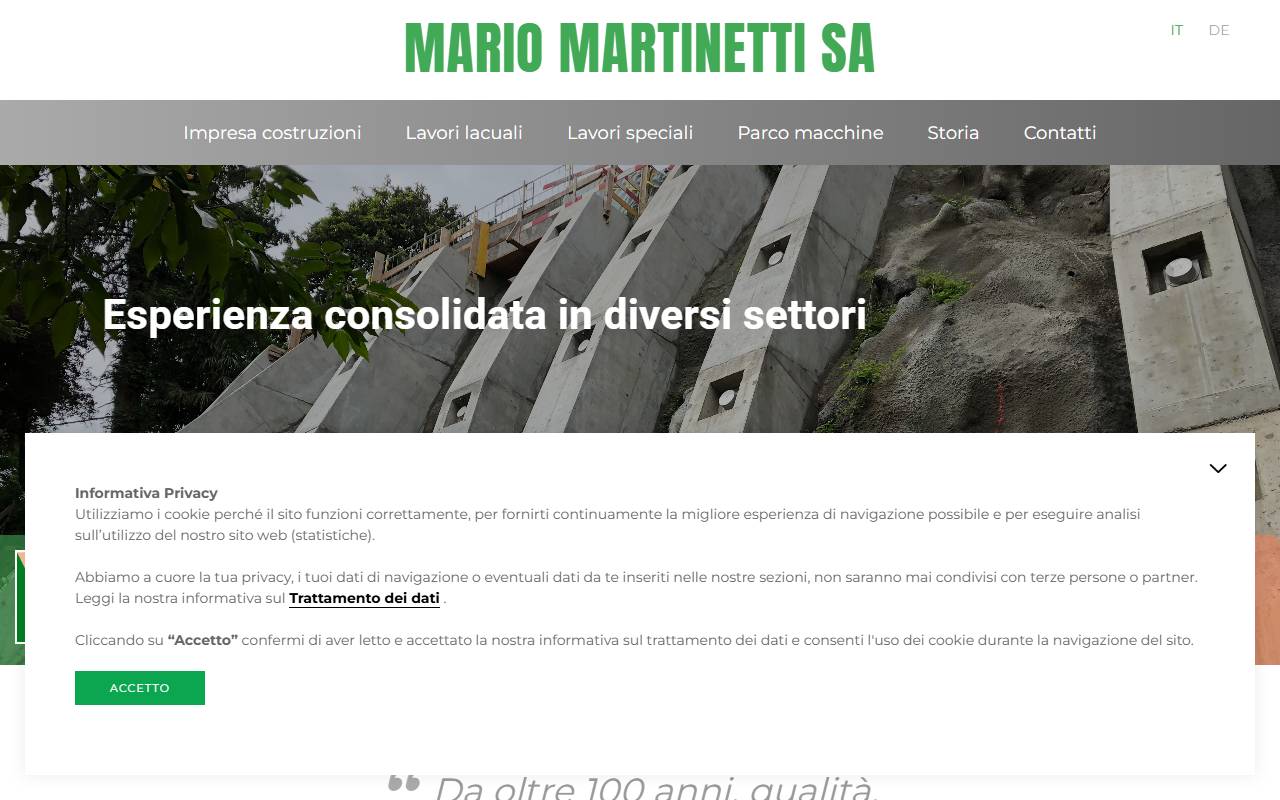 Anteprima del sito: Mario Martinetti SA Impresa Costruzioni