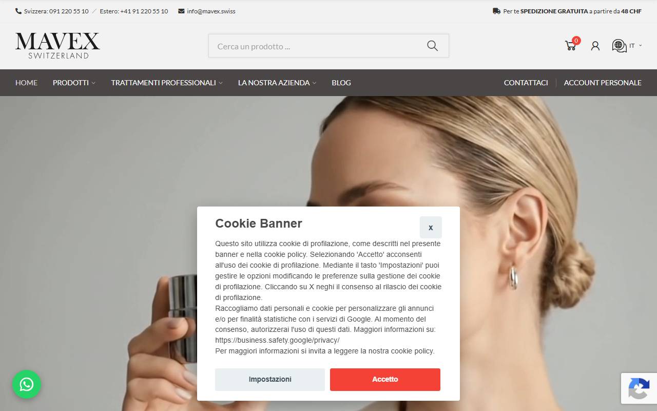 Anteprima del sito: Mavex SA