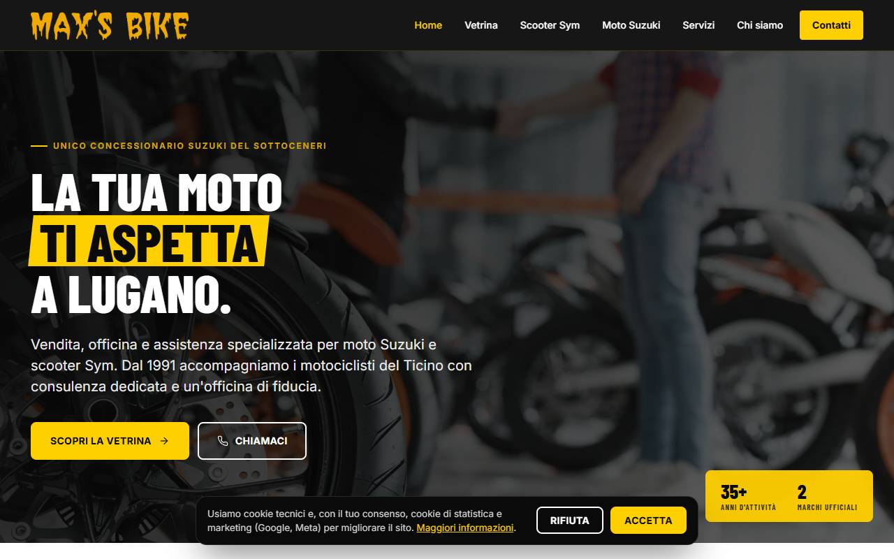 Anteprima del sito: Max's Bike di Gino Cazzaniga Sagl