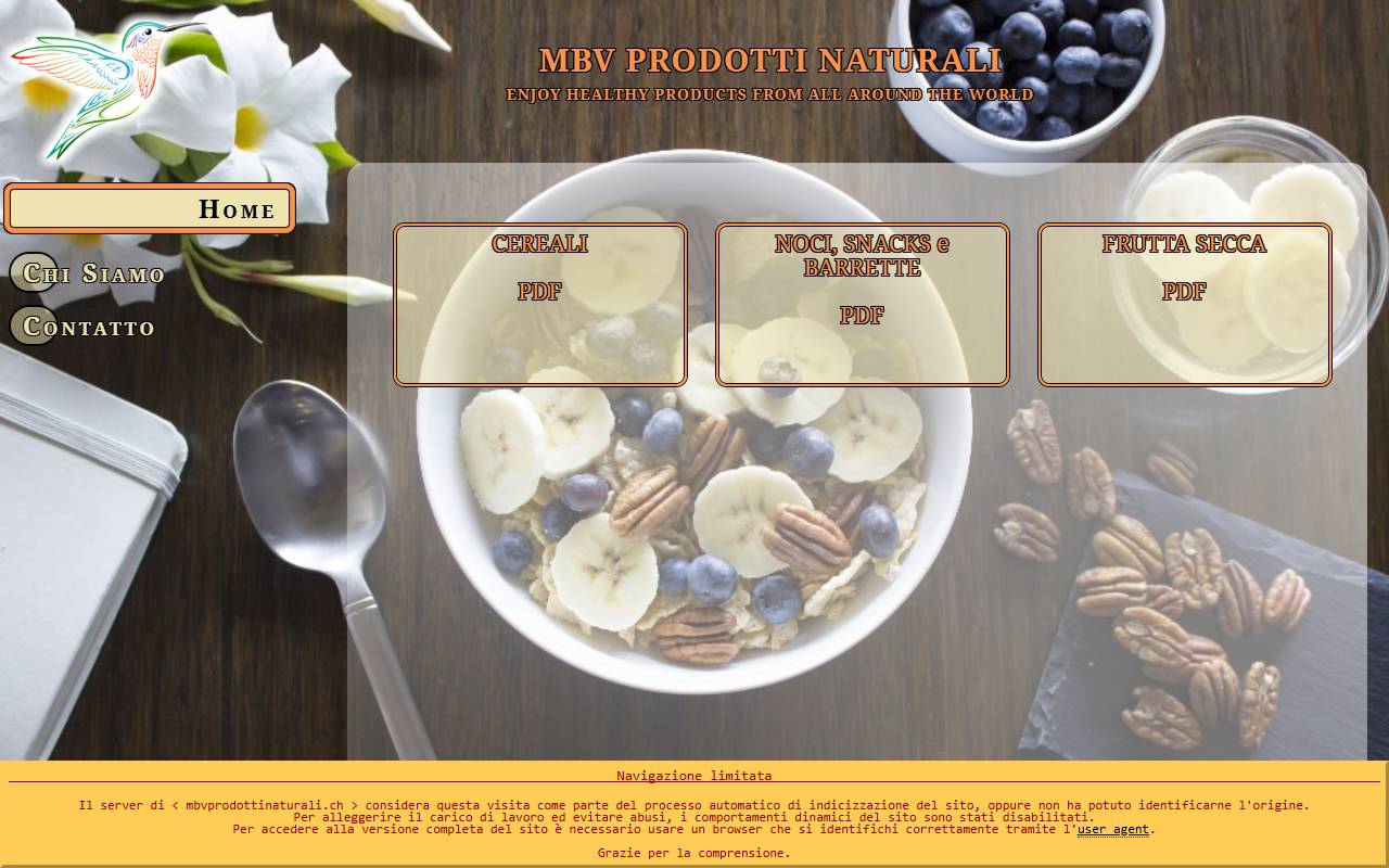 Anteprima del sito: MBV prodotti naturali Sagl