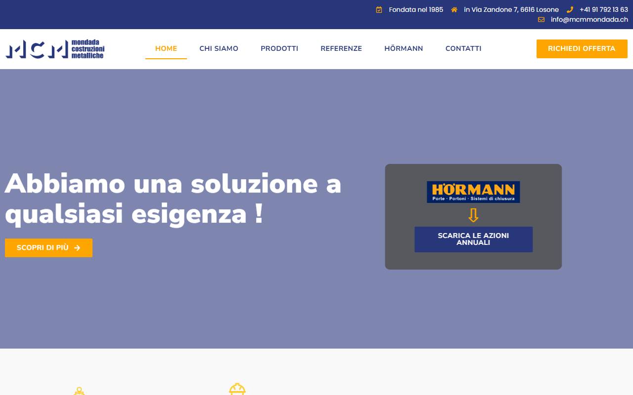 Anteprima del sito: MCM Mondada costruzioni metalliche