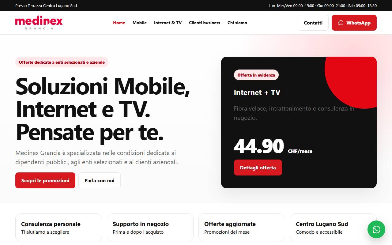 Anteprima del sito: Medinex Grancia SA