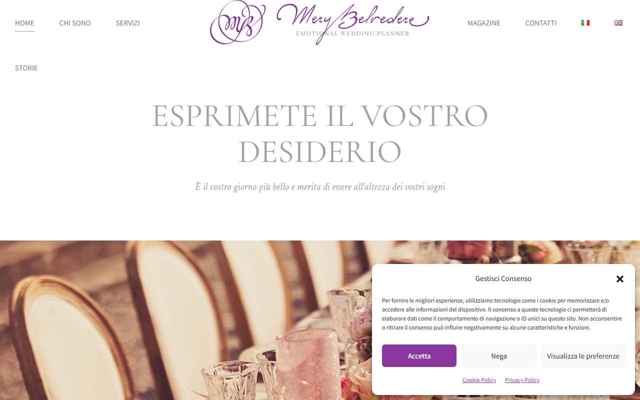 Anteprima del sito: Mery Belvedere - emotional wedding planner