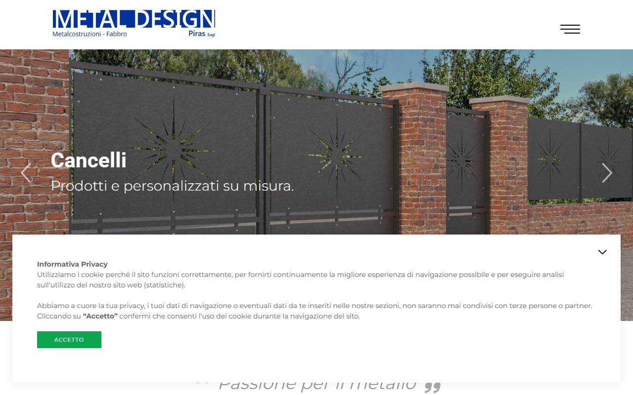 Anteprima del sito: METALDESIGN Piras Sagl