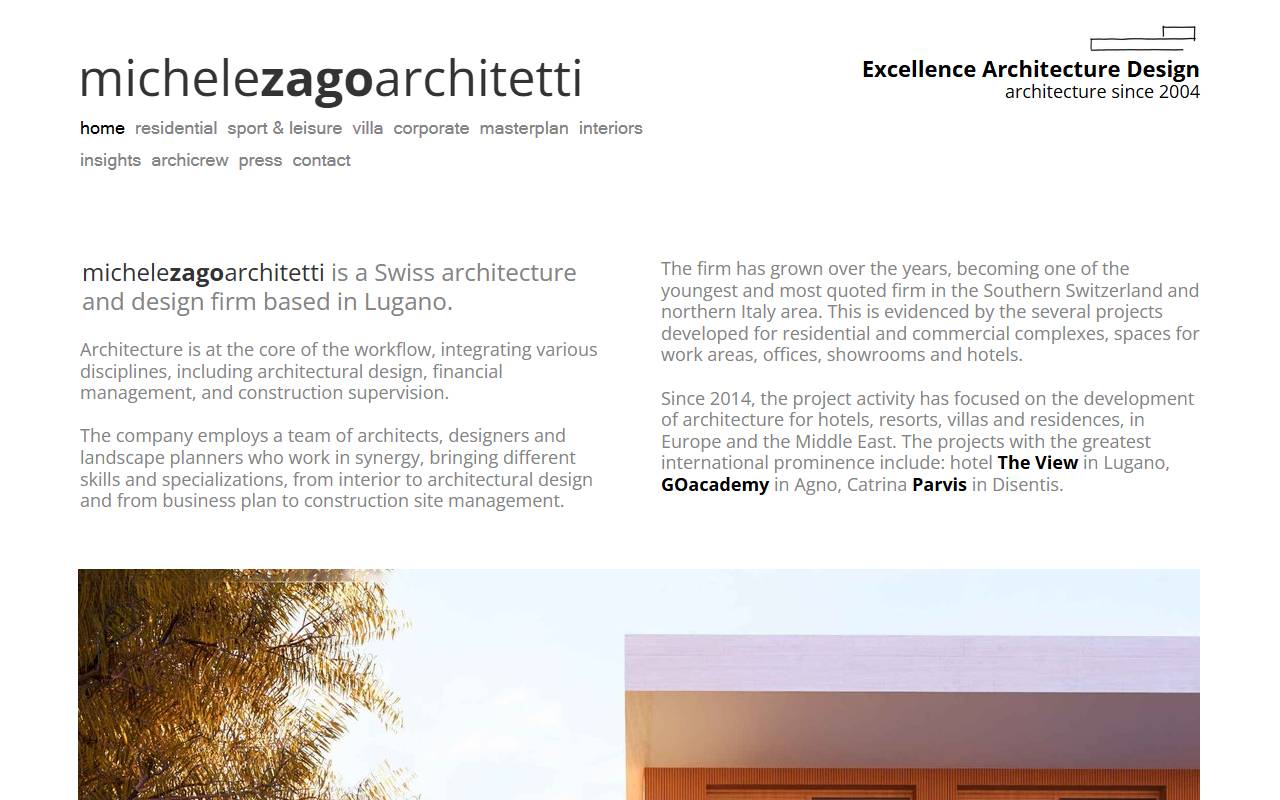 Anteprima del sito: michele zago architetti sagl