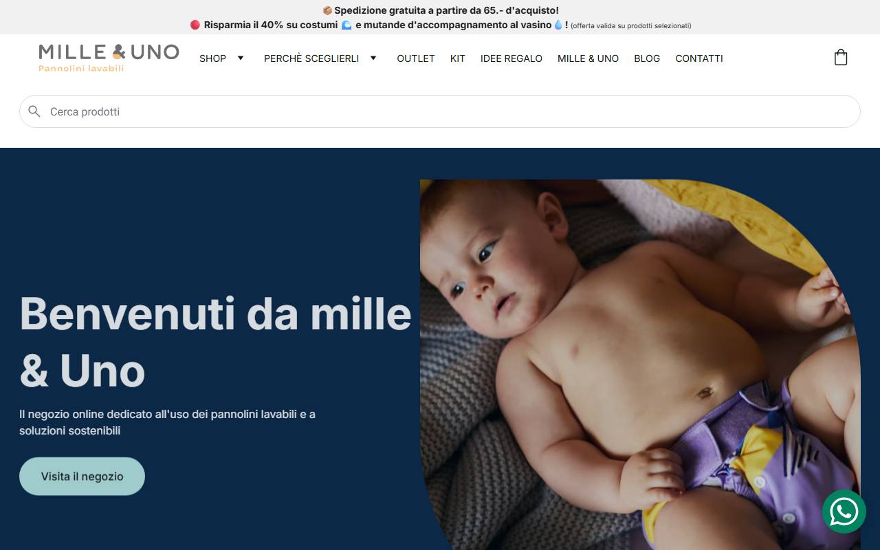 Anteprima del sito: mille & Uno - pannolini lavabili di Valentina Demiri