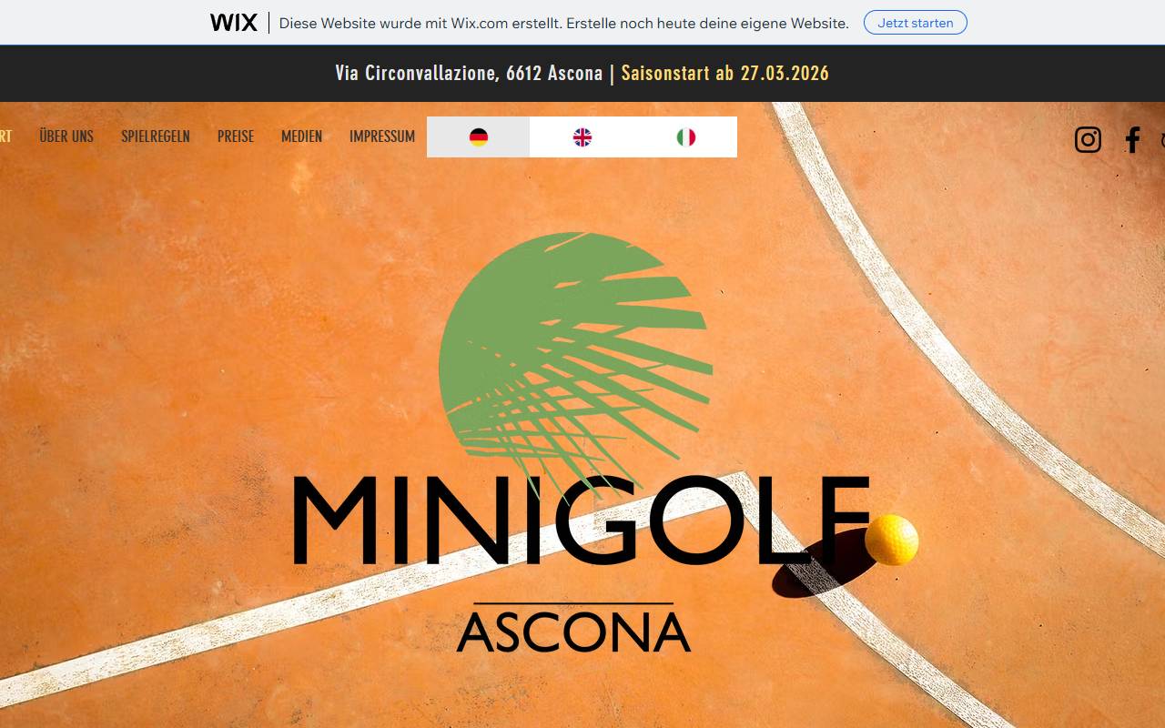 Anteprima del sito: Minigolf Ascona Sagl
