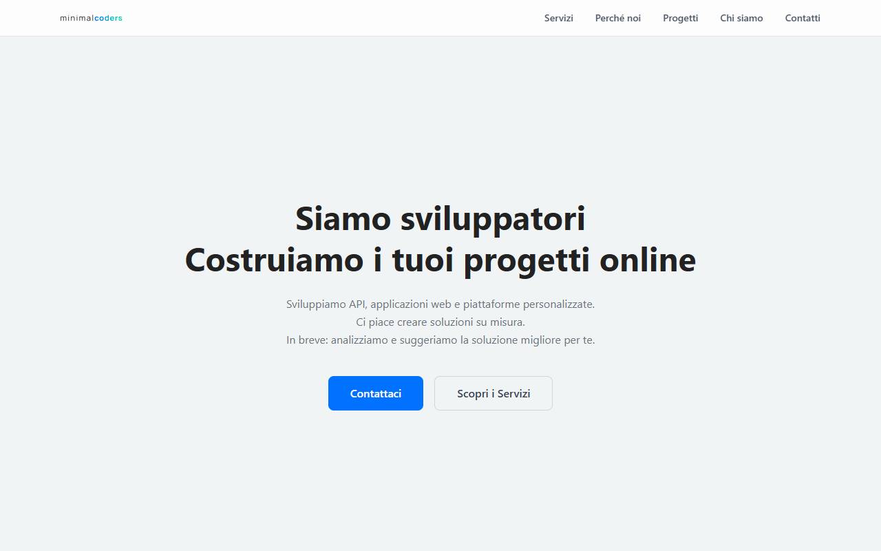Anteprima del sito: minimal coders sagl