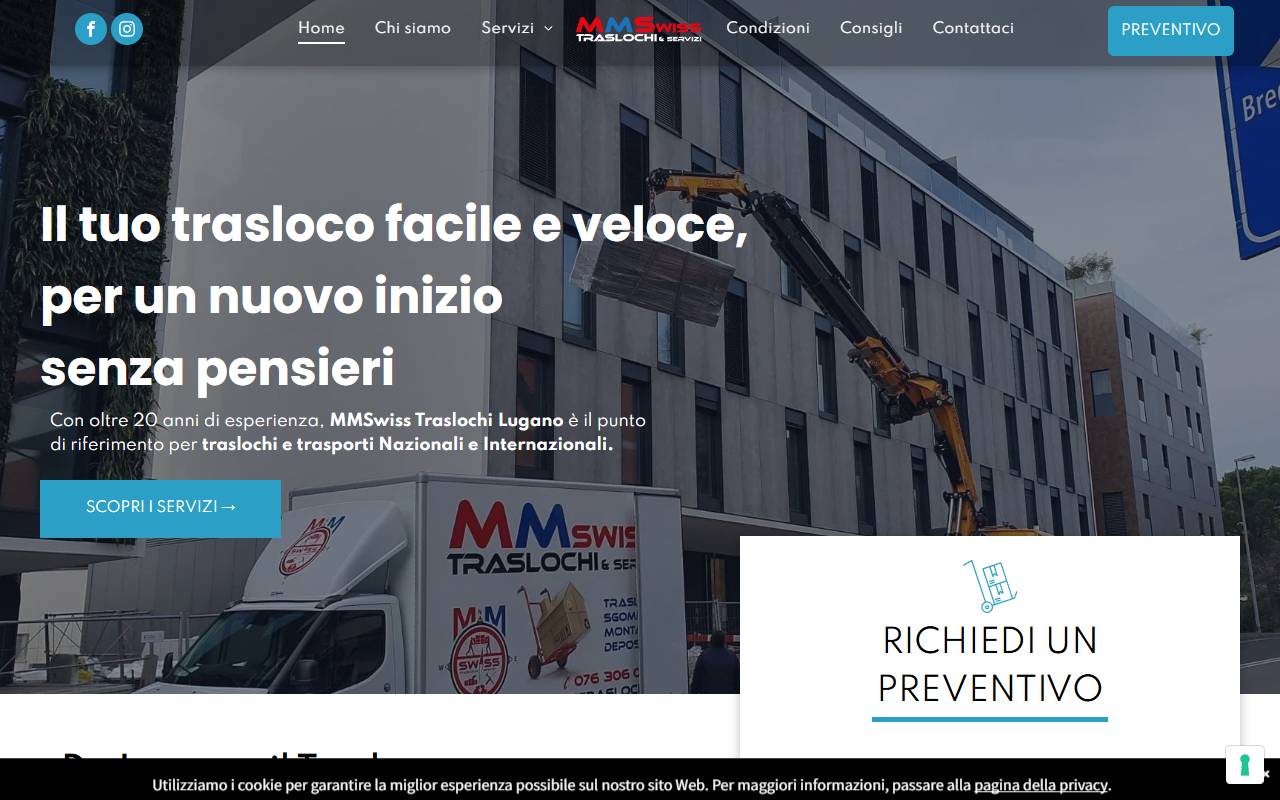 Anteprima del sito: MMSwiss Servizi e Traslochi di ILIC P.
