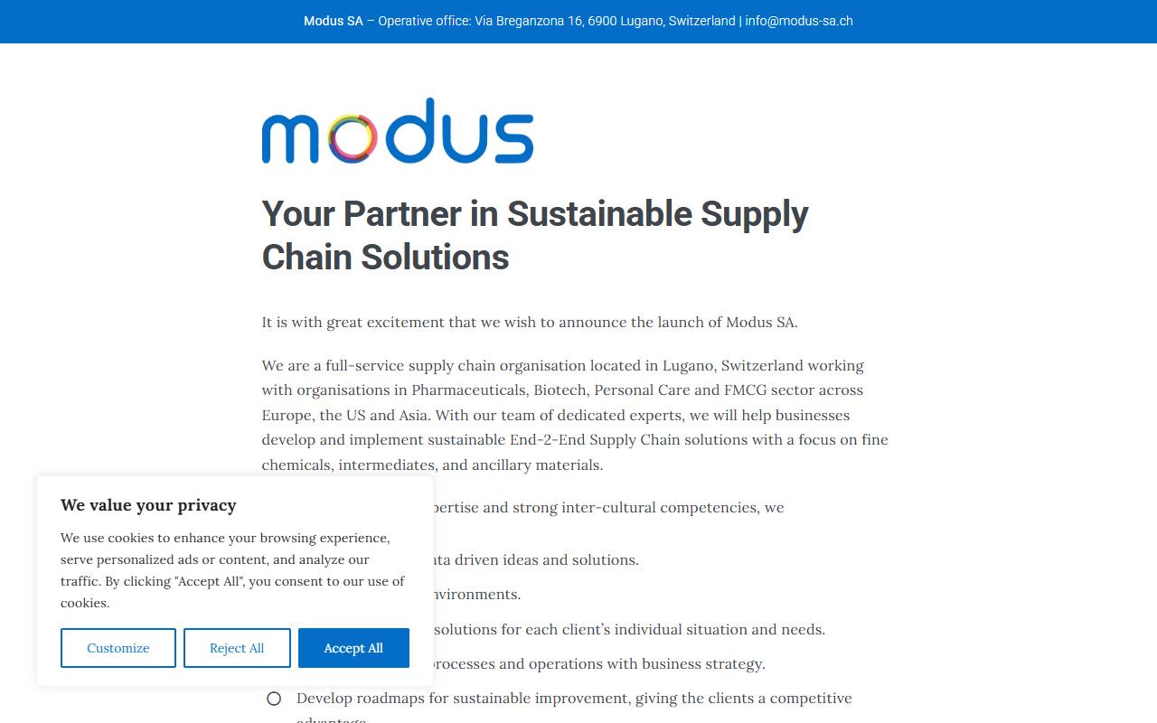 Anteprima del sito: Modus SA