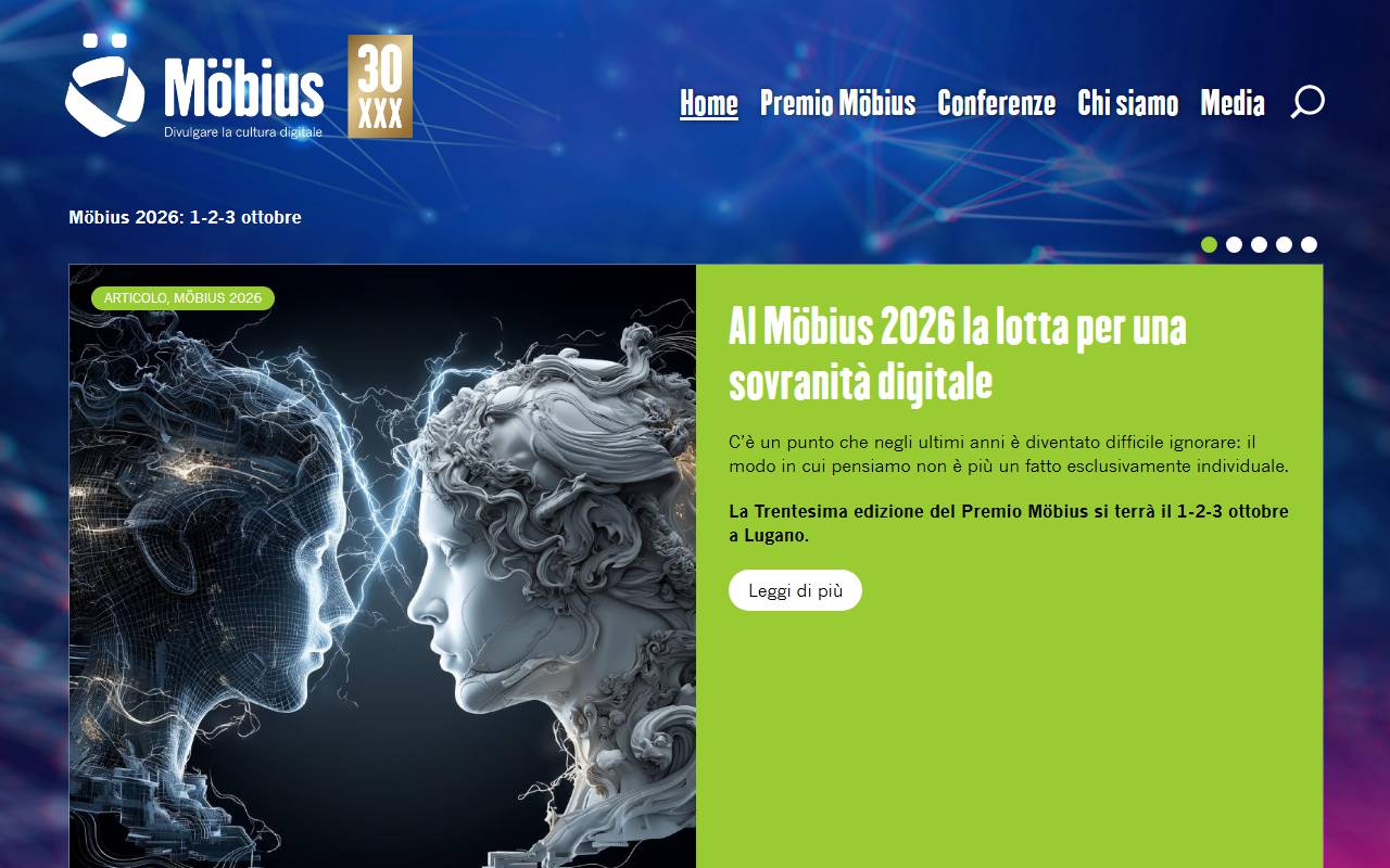 Anteprima del sito: FONDAZIONE MÖBIUS LUGANO PER LO SVILUPPO DELLA CULTURA DIGITALE