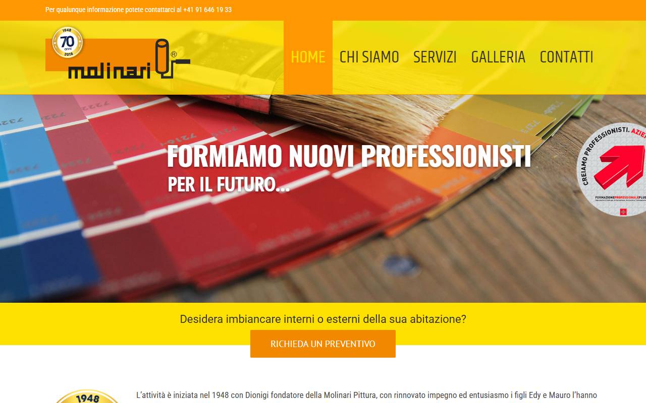 Anteprima del sito: Molinari Pittura SA