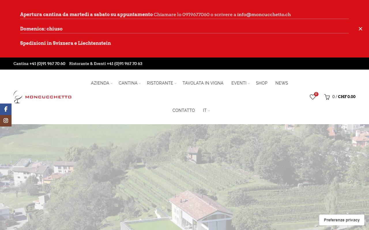 Anteprima del sito: Moncucchetto Eventi Sagl
